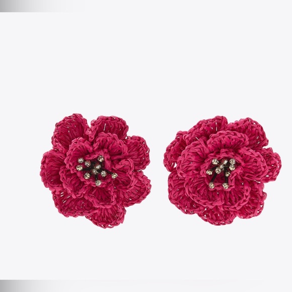 🔥🔥Zara Rafia flower sparkle earrings - Picture 1 of 3